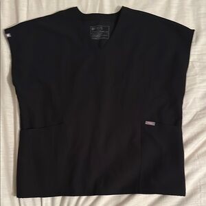 Figs Adella Oversized Black V-Neck Scrub Top